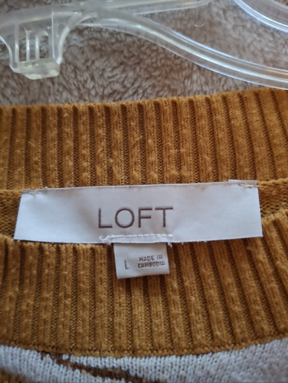 Ladies Autumn Leaf Crewneck Sweater - Camel/White - Picture 2 of 2